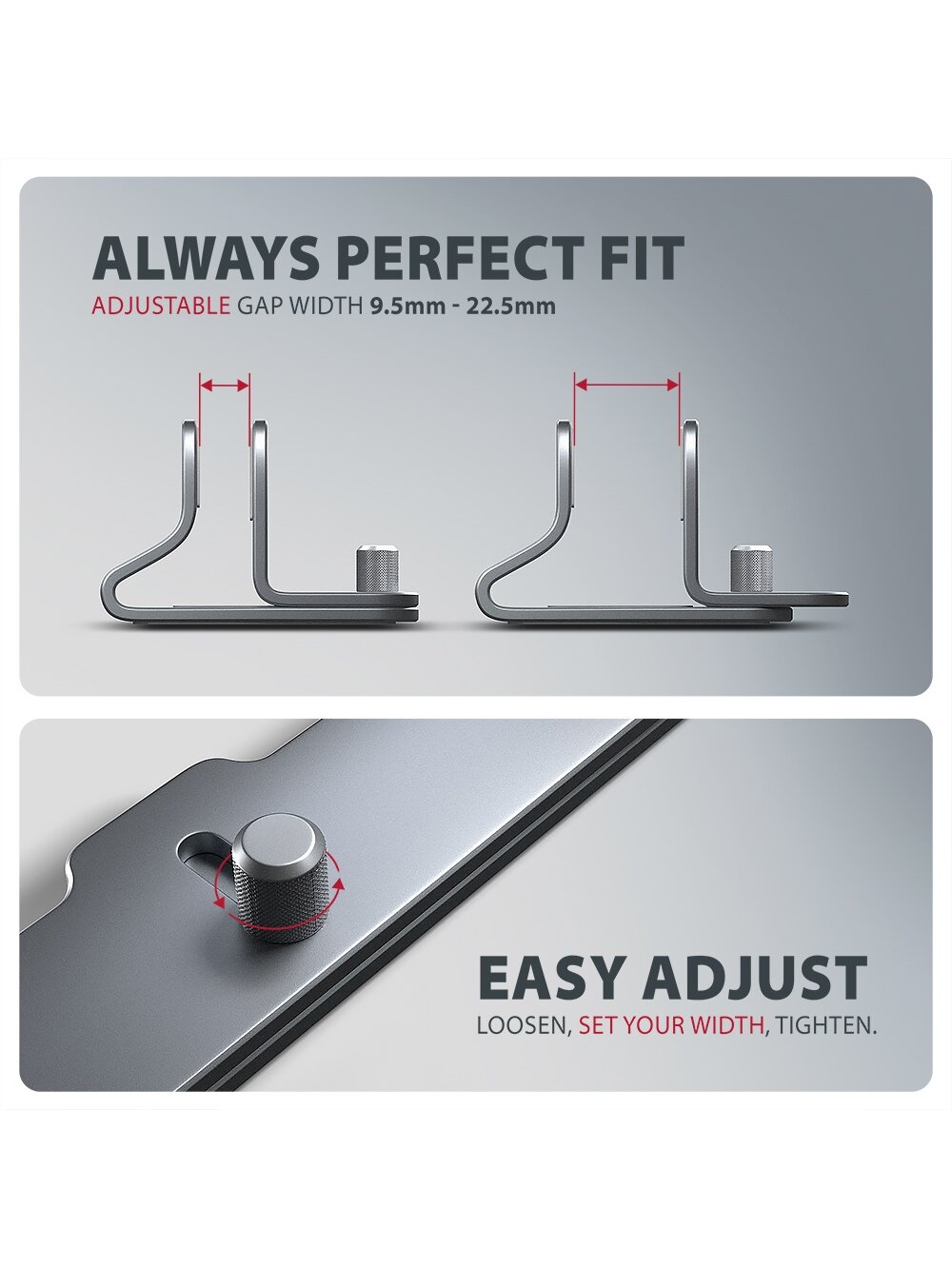 AXAGON STND-VG vertical stand for laptops and tablets | Adjustable width | 10-17.3 " | Grey 4 AXAGON STND-VG vertical stand for laptops and tablets | Adjustable width | 10-17.3 " | Grey 4
