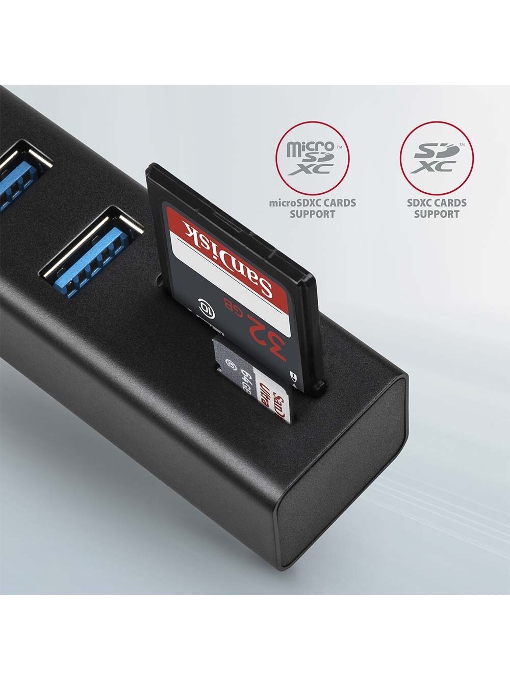 AXAGON SuperSpeed USB-A Hub and Card Reader | HMA-CR3A 2 AXAGON SuperSpeed USB-A Hub and Card Reader | HMA-CR3A 2