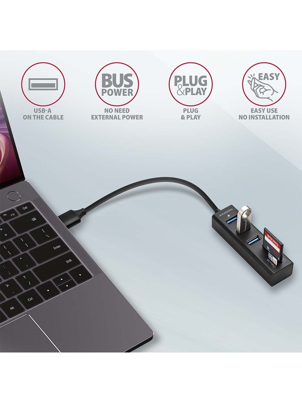 AXAGON SuperSpeed USB-A Hub and Card Reader | HMA-CR3A 3 AXAGON SuperSpeed USB-A Hub and Card Reader | HMA-CR3A 3