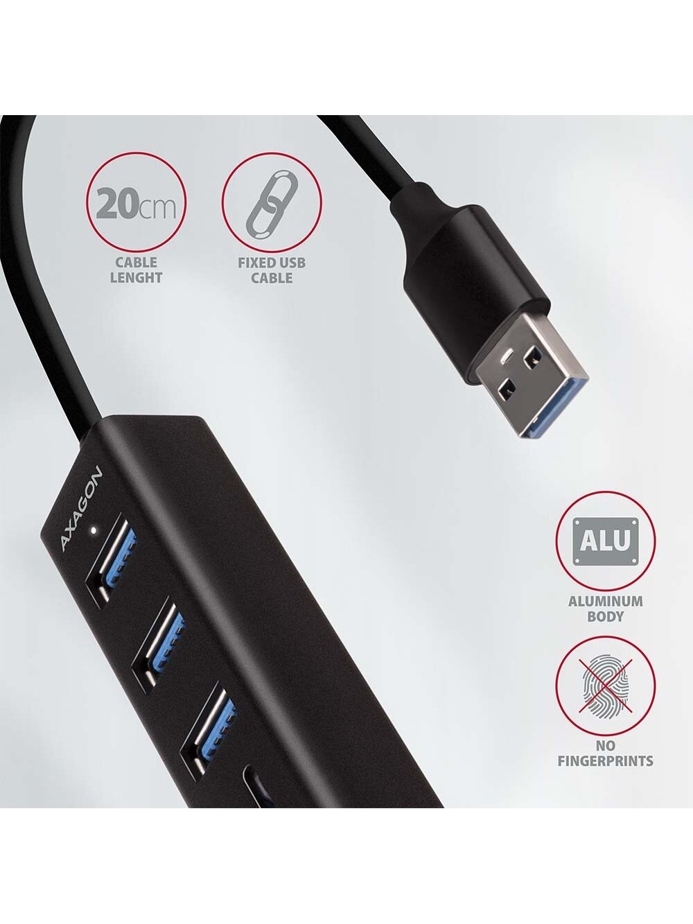 AXAGON SuperSpeed USB-A Hub and Card Reader | HMA-CR3A 4 AXAGON SuperSpeed USB-A Hub and Card Reader | HMA-CR3A 4