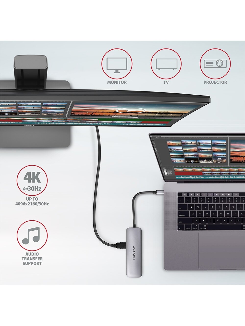 AXAGON SuperSpeed USB-C COMBO 5in1 Hub | HMC-5 3
