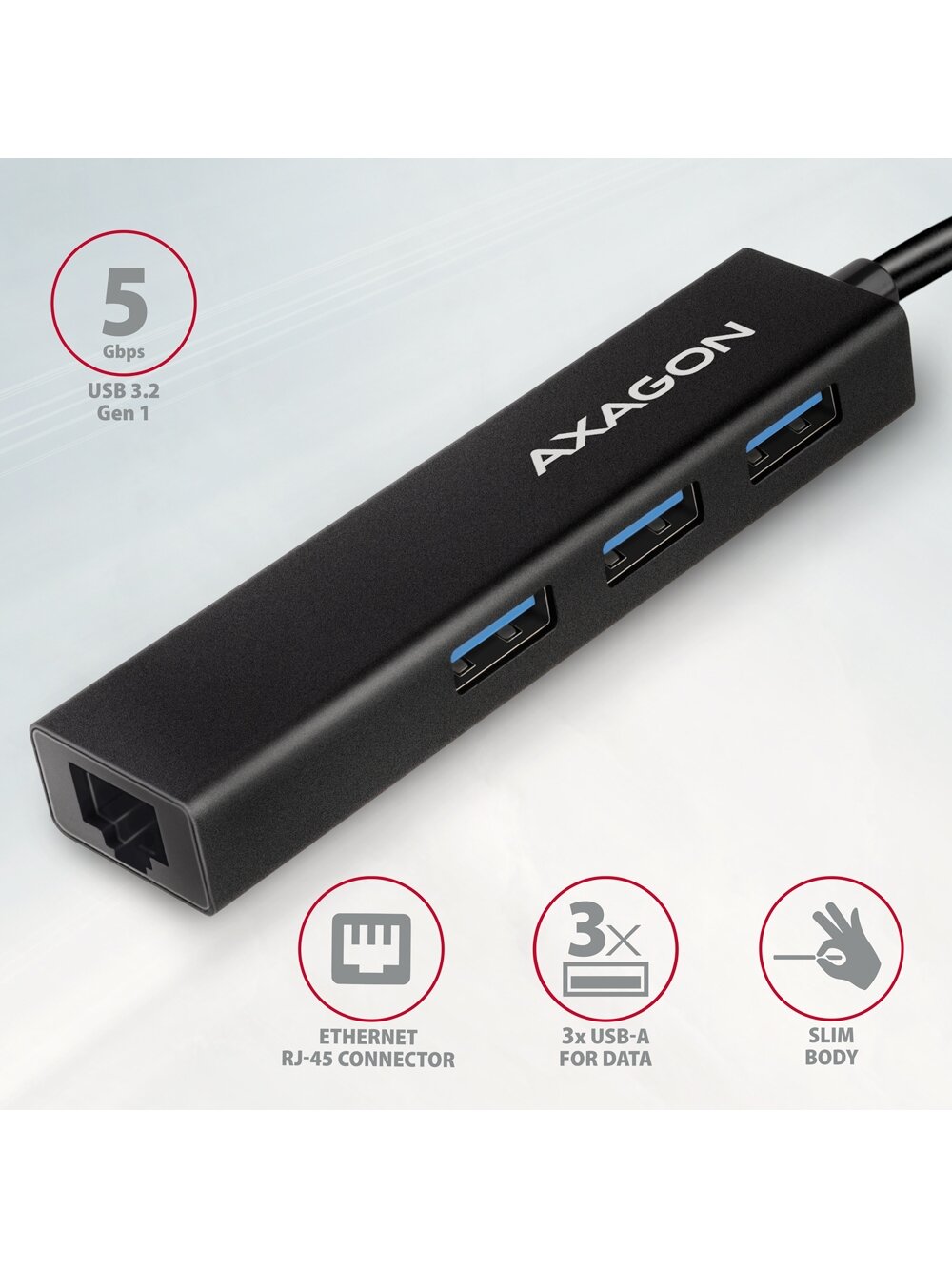 AXAGON SuperSpeed USB-C hub with gigabit LAN | HMC-GL3A 1