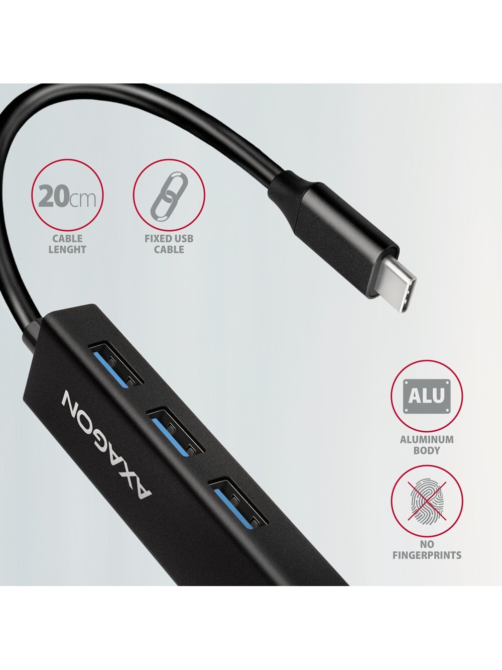 AXAGON SuperSpeed USB-C hub with gigabit LAN | HMC-GL3A 4