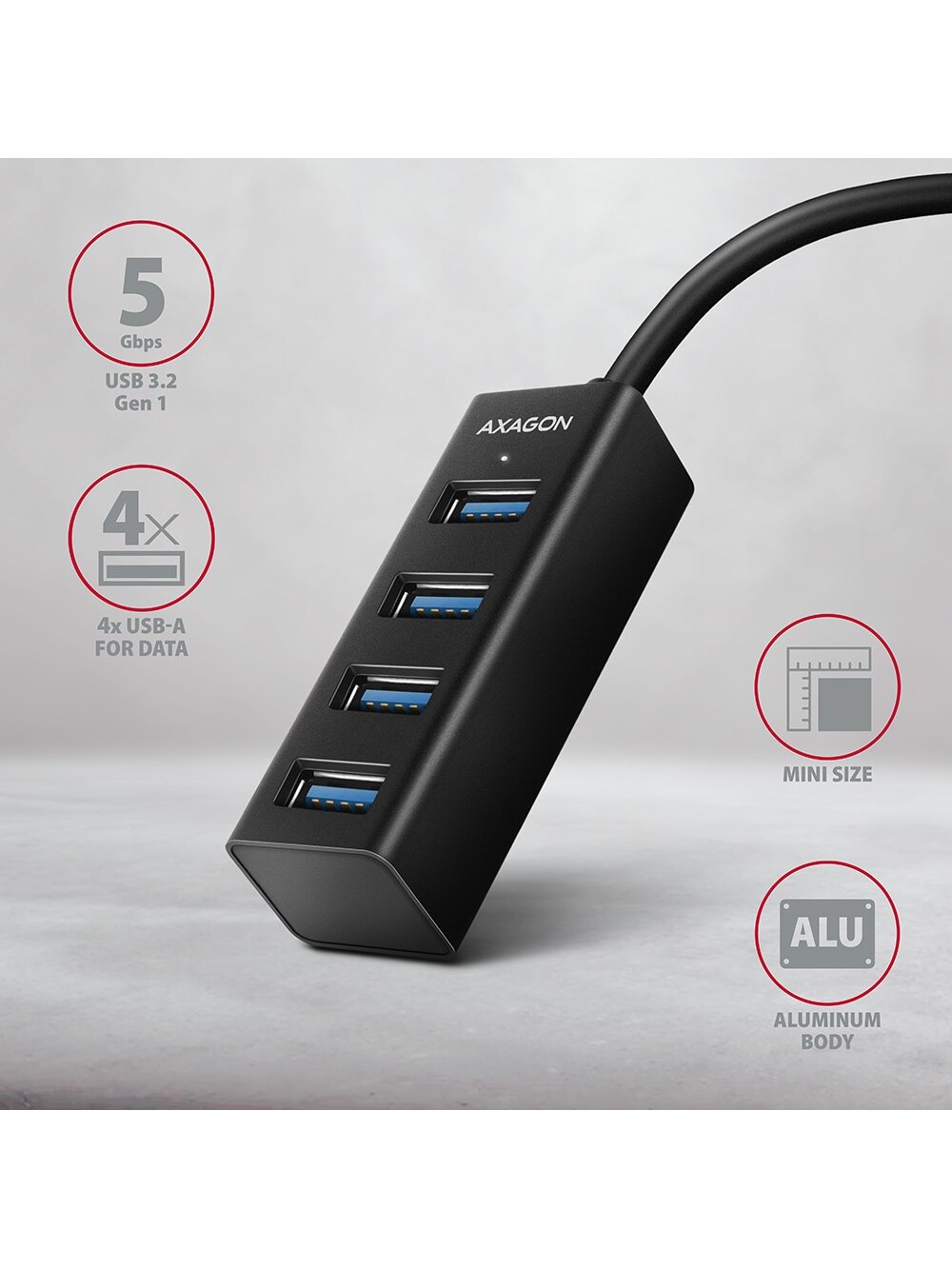 AXAGON SuperSpeed USB-C MINI Hub | HUE-M1C 1 AXAGON SuperSpeed USB-C MINI Hub | HUE-M1C 1