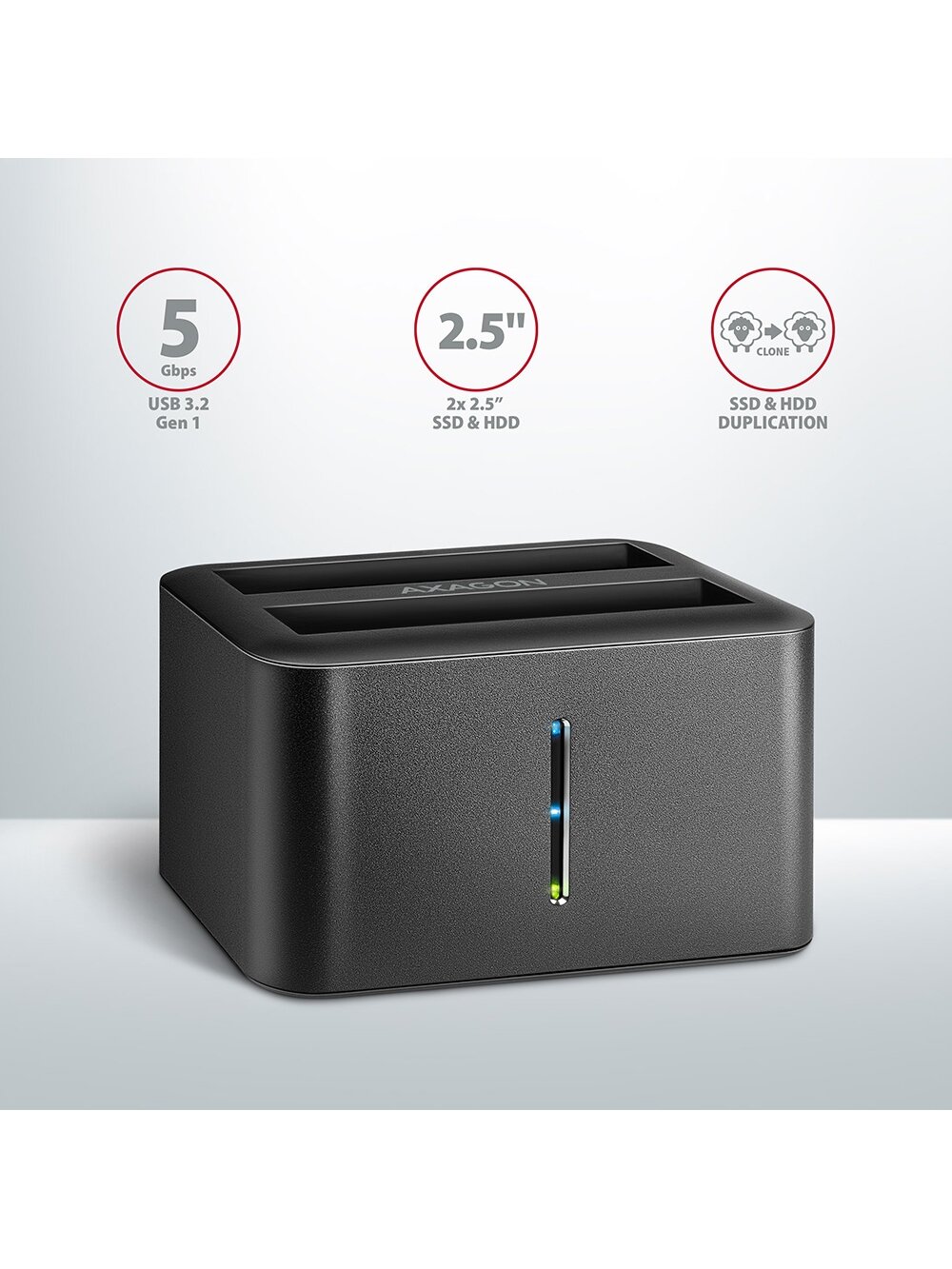 AXAGON | SuperSpeed USB DUAL 2.5" SSD/HDD MINI dock | ADSA-D25 1