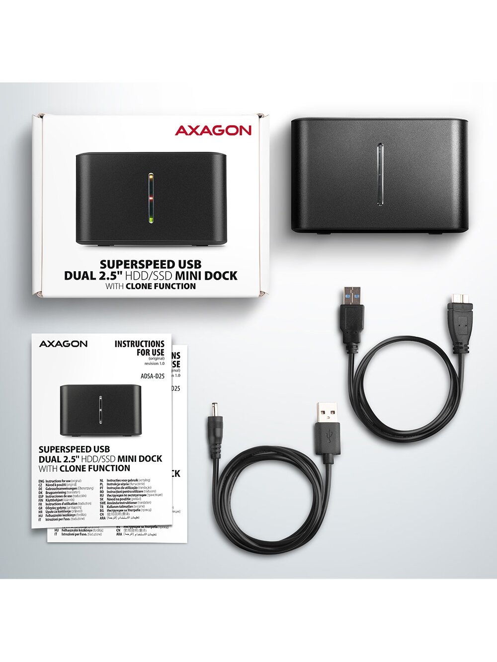 AXAGON | SuperSpeed USB DUAL 2.5" SSD/HDD MINI dock | ADSA-D25 8