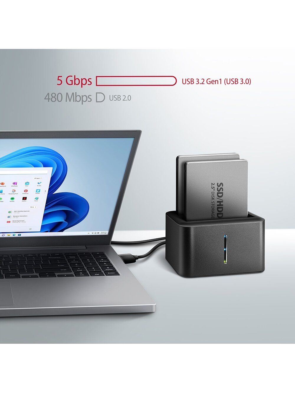 AXAGON | SuperSpeed USB DUAL 2.5" SSD/HDD MINI dock | ADSA-D25 3