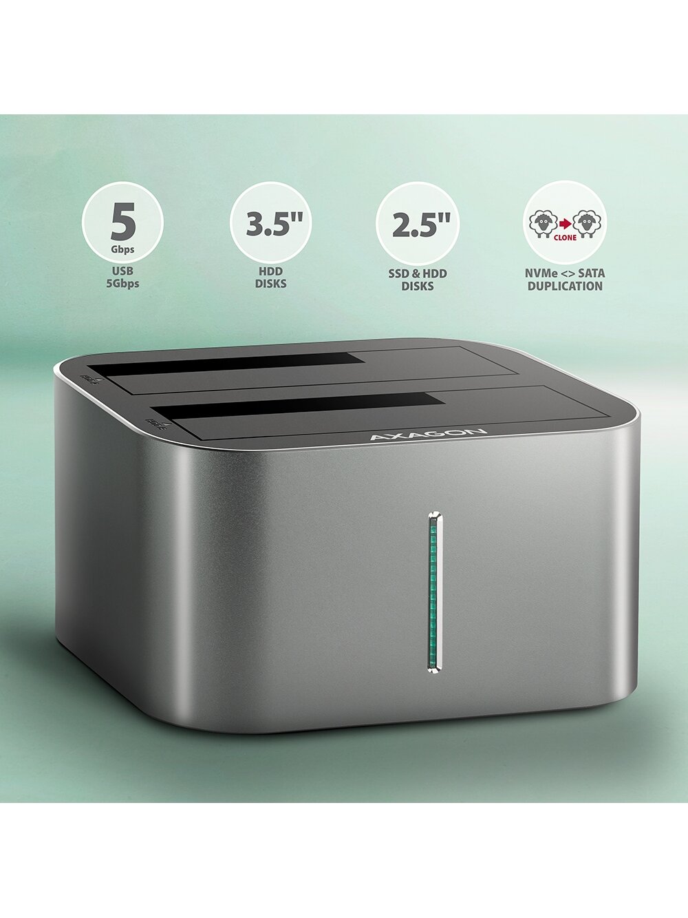 AXAGON | SuperSpeed USB DUAL 2.5"/3.5" HDD/SSD DUAL dock | ADSA-DC 1 AXAGON | SuperSpeed USB DUAL 2.5"/3.5" HDD/SSD DUAL dock | ADSA-DC 1