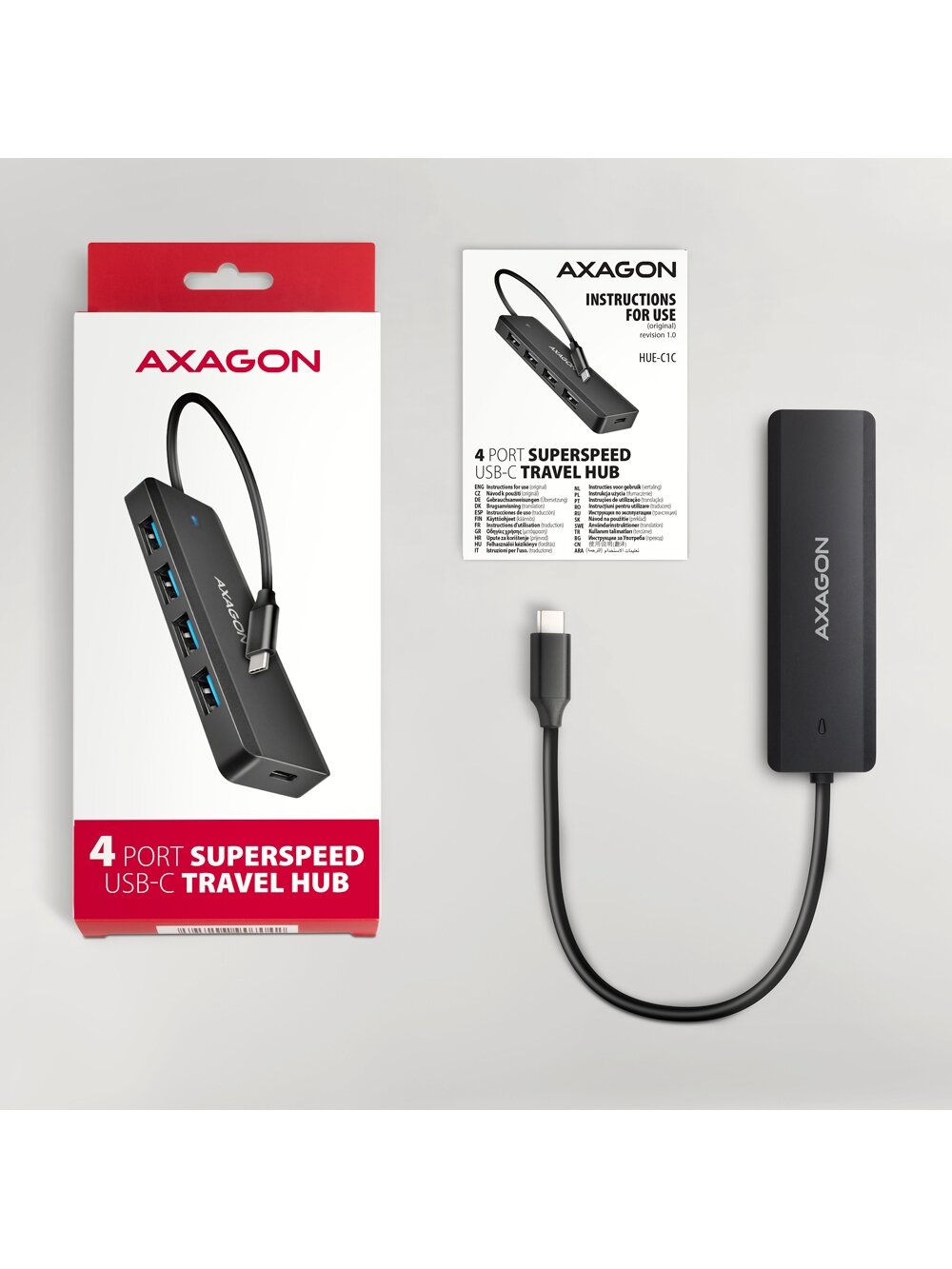 AXAGON Travel four-port USB-C 5Gbps hub | HUE-C1C 5 AXAGON Travel four-port USB-C 5Gbps hub | HUE-C1C 5