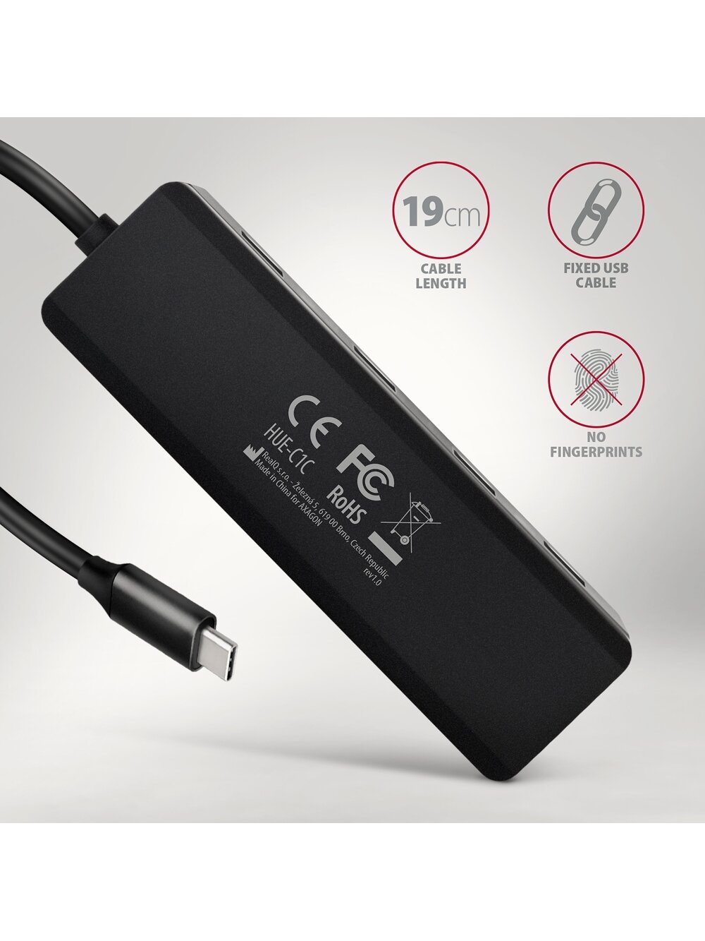 AXAGON Travel four-port USB-C 5Gbps hub | HUE-C1C 4 AXAGON Travel four-port USB-C 5Gbps hub | HUE-C1C 4