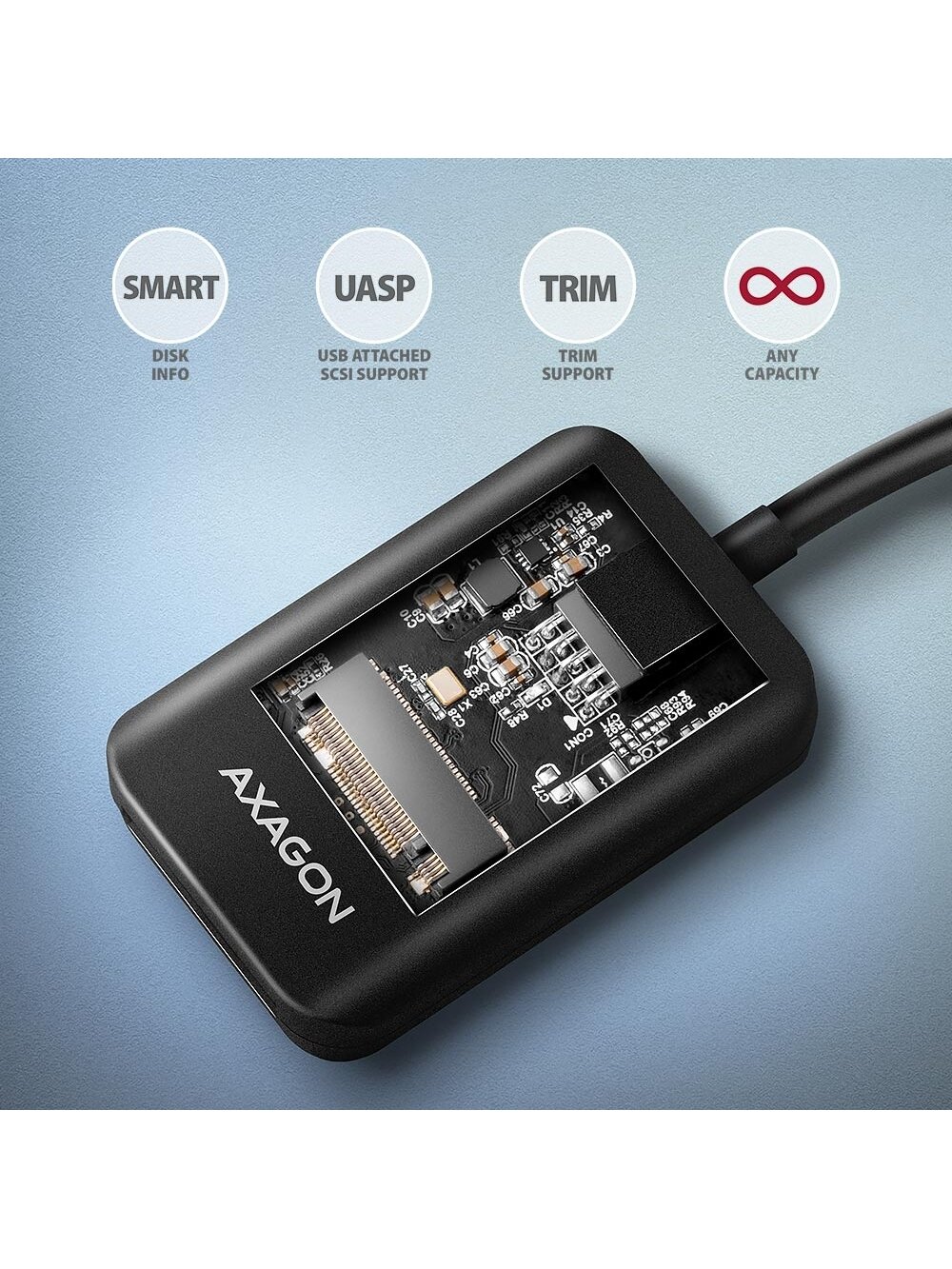 AXAGON USB-A 10Gbps - M.2 NVMe and SATA SSD Adapter | ADM2-AM 2