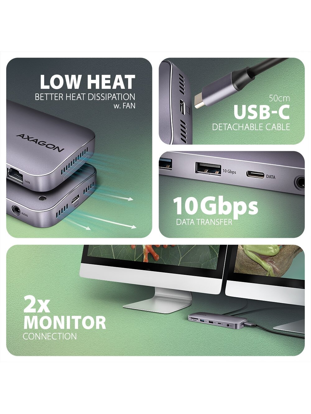 AXAGON USB-C 10Gbps GEN2COMBO 12in1 Hub | HMC-12GM2 4