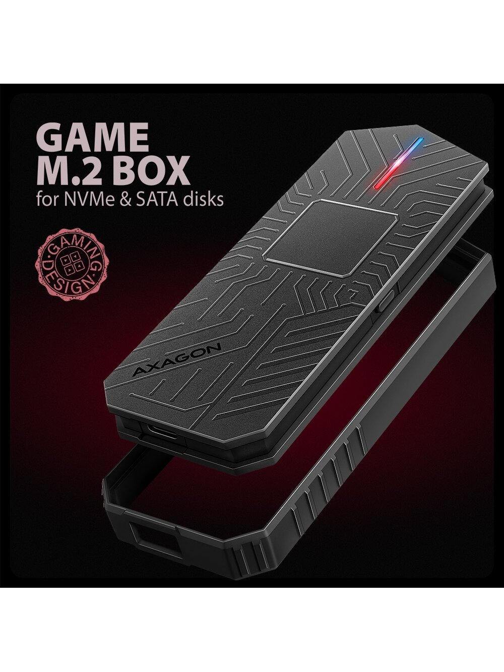 AXAGON USB-C 10Gbps - M.2 NVMe and SATA SSD GAME M.2 box | EEM2-GAM 1 AXAGON USB-C 10Gbps - M.2 NVMe and SATA SSD GAME M.2 box | EEM2-GAM 1