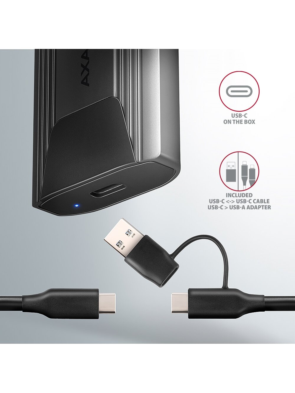AXAGON USB-C 10Gbps - M.2 NVMe and SATA SSD THIN SCREWLESS box | EEM2-GTS2 4 AXAGON USB-C 10Gbps - M.2 NVMe and SATA SSD THIN SCREWLESS box | EEM2-GTS2 4