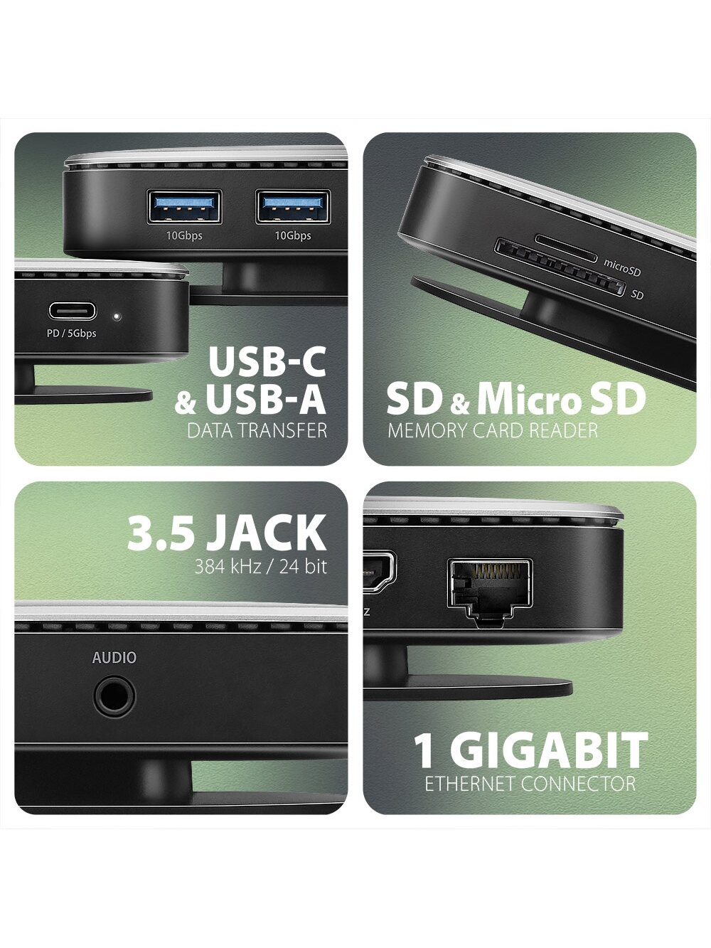 AXAGON USB-C 10Gbps UFO 9in1 Hub | HMC-UFO 2