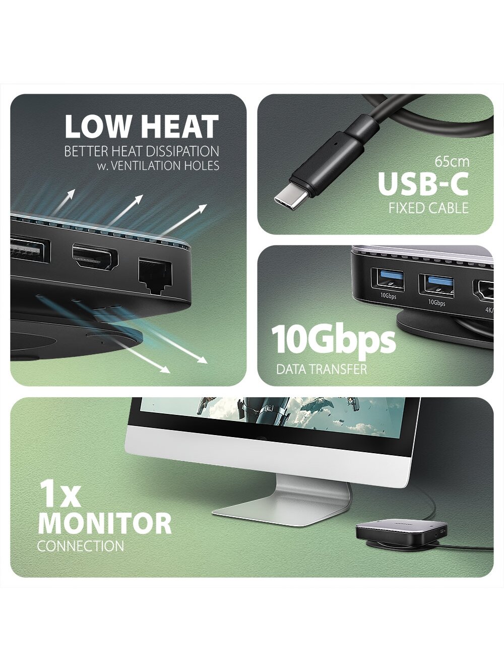 AXAGON USB-C 10Gbps UFO 9in1 Hub | HMC-UFO 4 AXAGON USB-C 10Gbps UFO 9in1 Hub | HMC-UFO 4