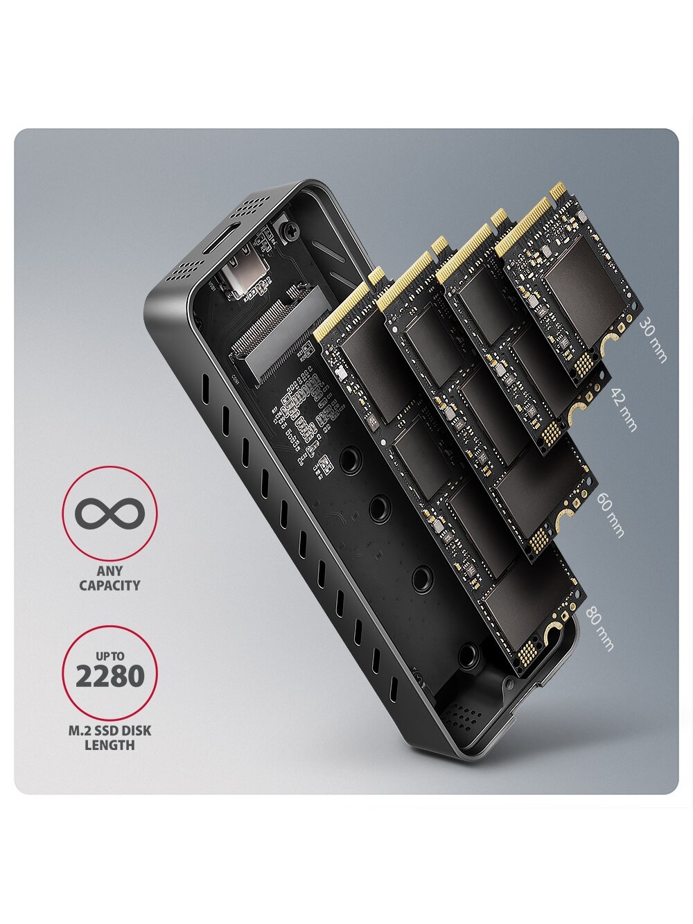AXAGON USB-C 20Gbps - M.2 NVMe SSD ARMORED Box | EEM2-20G 8 AXAGON USB-C 20Gbps - M.2 NVMe SSD ARMORED Box | EEM2-20G 8