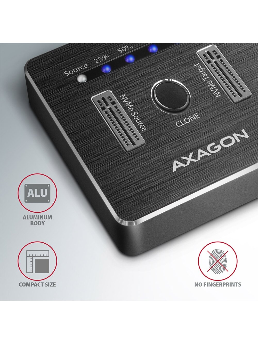 AXAGON | USB-C 3.2 Gen2 - 2x NVMe CLONE DUAL SDD Dock Station | ADSA-M2C 4 AXAGON | USB-C 3.2 Gen2 - 2x NVMe CLONE DUAL SDD Dock Station | ADSA-M2C 4