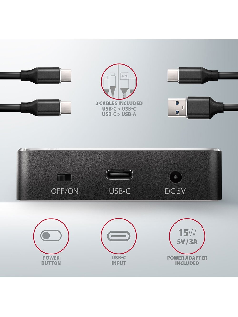 AXAGON | USB-C 3.2 Gen2 - 2x NVMe CLONE DUAL SDD Dock Station | ADSA-M2C 6