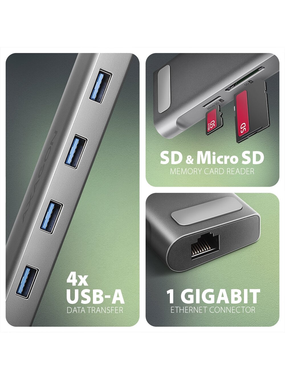 AXAGON USB-C 5Gbps LONGER 9in1 hub | HMC-10HLS 3 AXAGON USB-C 5Gbps LONGER 9in1 hub | HMC-10HLS 3