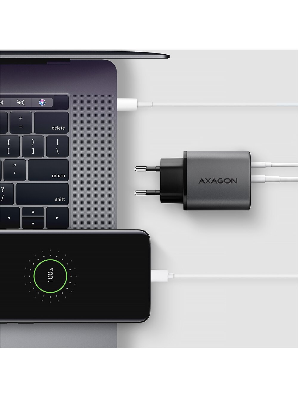 AXAGON Wall charger 67W, 2x port (USB-A + USB-C) PD3.0/PPS/QC4+/SFC 2.0/Apple | ACU-PQ67 2