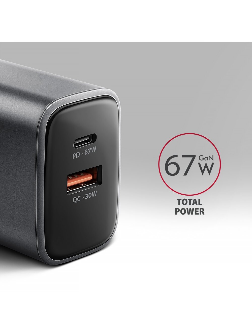 AXAGON Wall charger 67W, 2x port (USB-A + USB-C) PD3.0/PPS/QC4+/SFC 2.0/Apple | ACU-PQ67 3