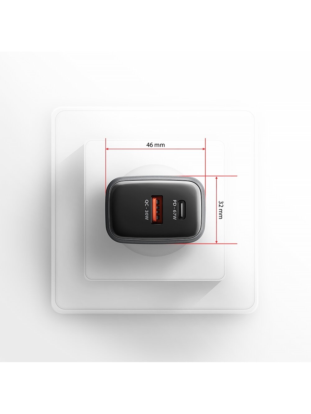 AXAGON Wall charger 67W, 2x port (USB-A + USB-C) PD3.0/PPS/QC4+/SFC 2.0/Apple | ACU-PQ67 4