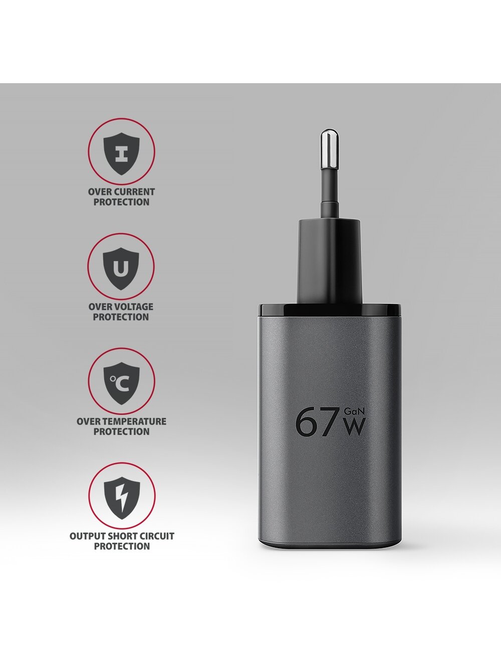 AXAGON Wall charger 67W, USB-A + USB-C, PD3.0/PPS/QC4+/SF | ACU-PQ67D 6