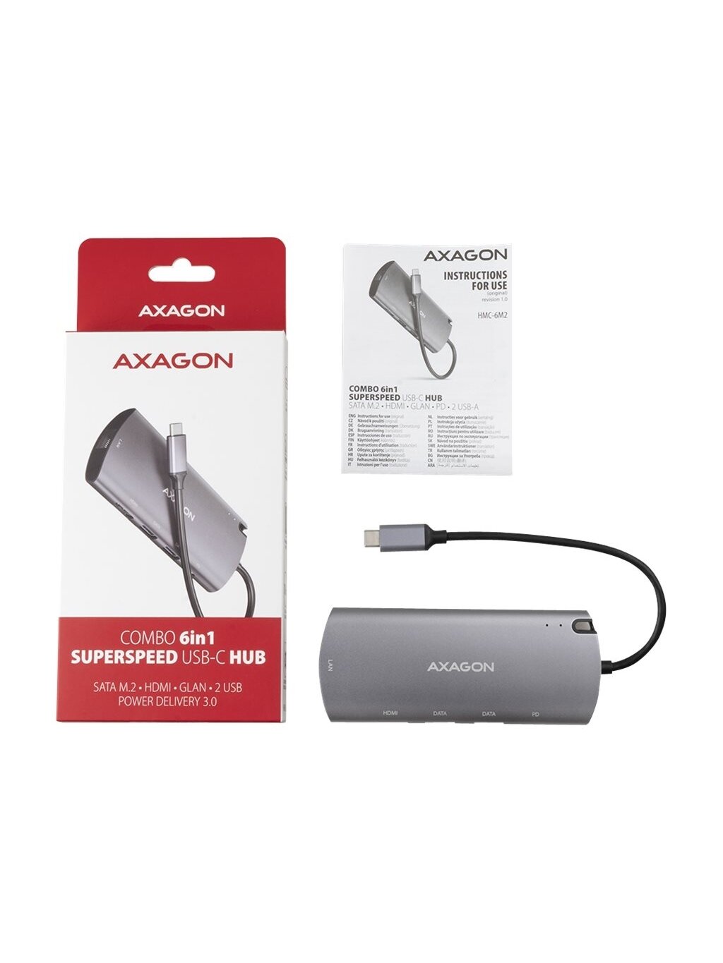 AXAGON SuperSpeed USB-C Combo 6in1 Hub | HMC-6M2 2