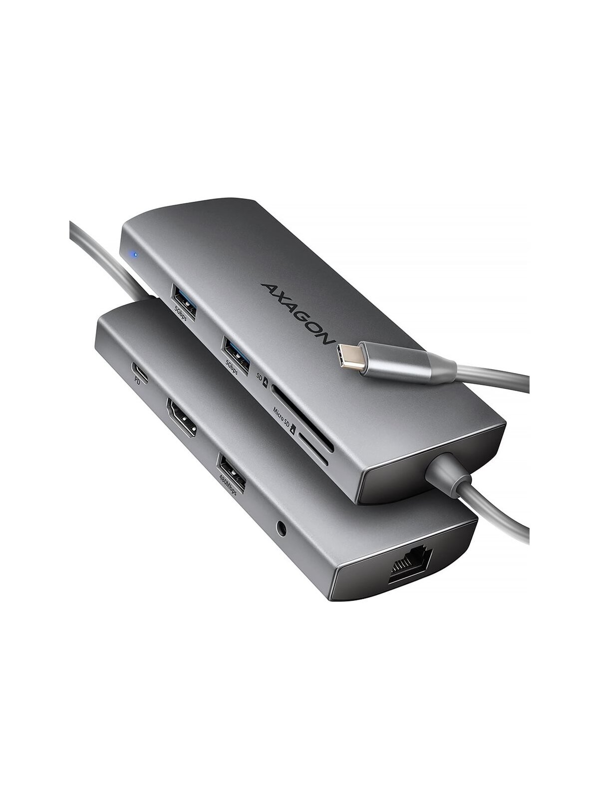 AXAGON Multi port USB-C 5Gbps hub | HMC-8HLSA