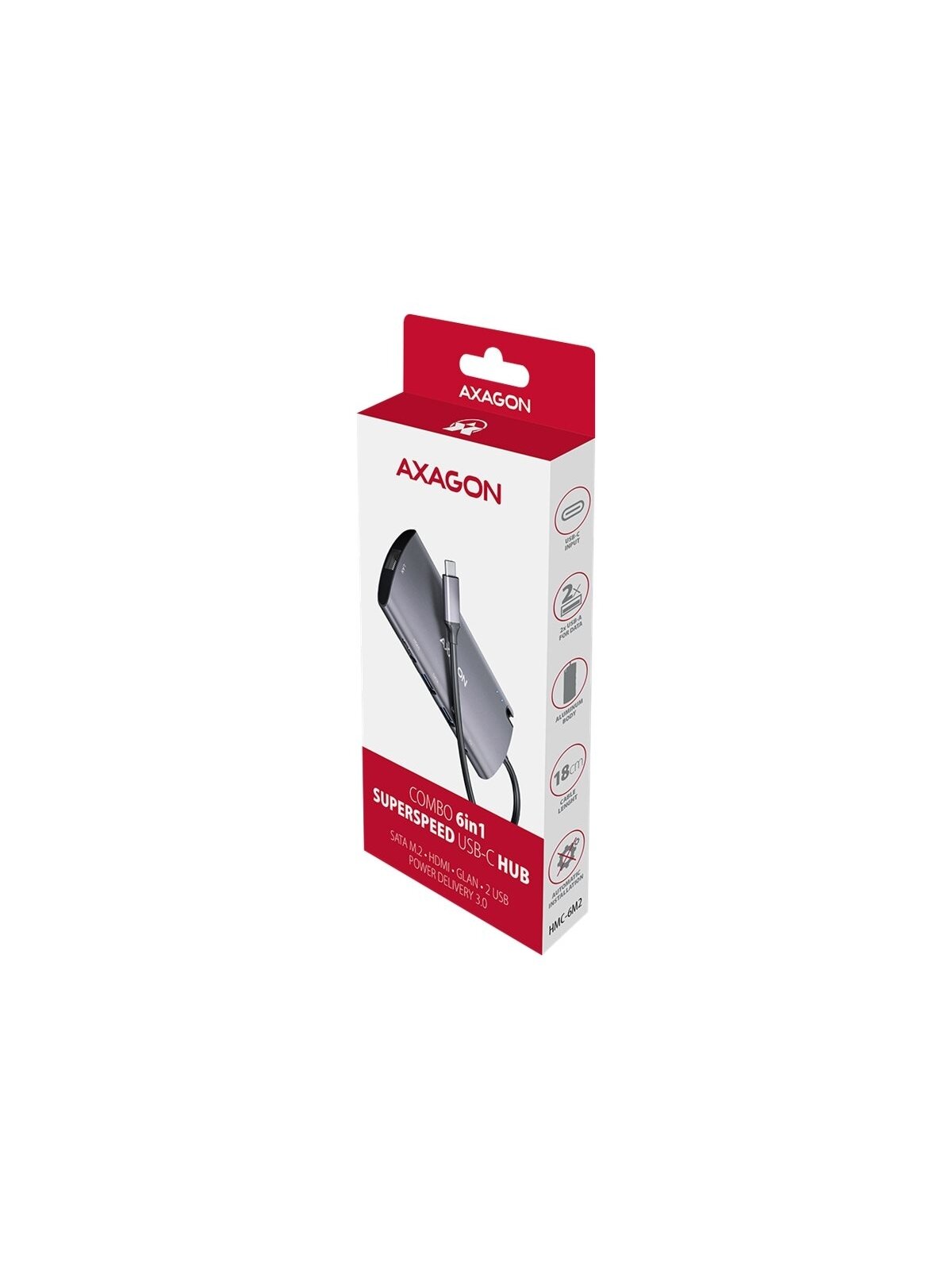 AXAGON SuperSpeed USB-C Combo 6in1 Hub | HMC-6M2 6
