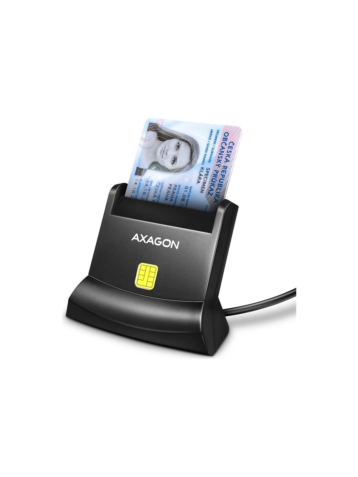 AXAGON Universal desktop USB contact Smart card/ID card reader with long, USB-A cable | CRE-SM4N