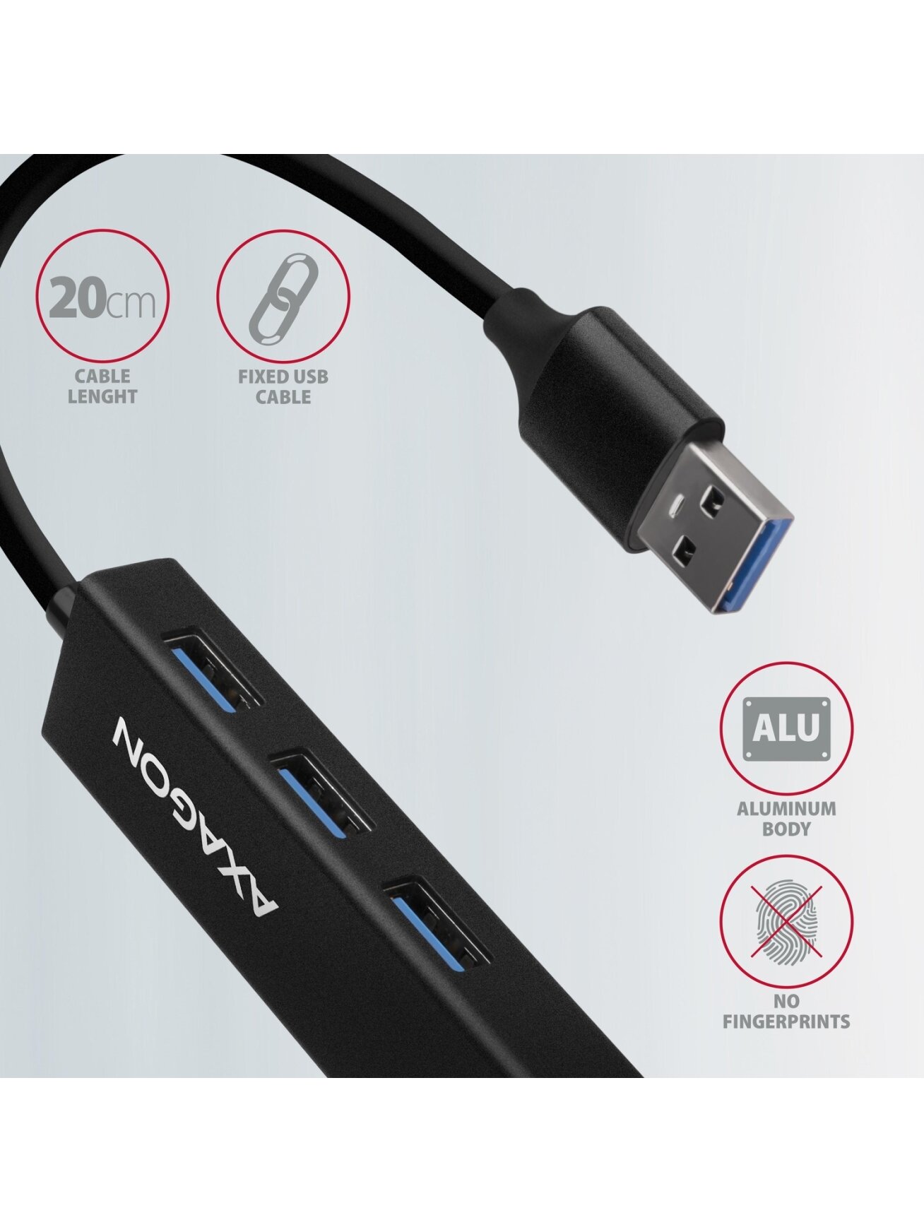 AXAGON SuperSpeed USB-A Hub and Gigabit LAN | HMA-GL3A 4 AXAGON SuperSpeed USB-A Hub and Gigabit LAN | HMA-GL3A 4
