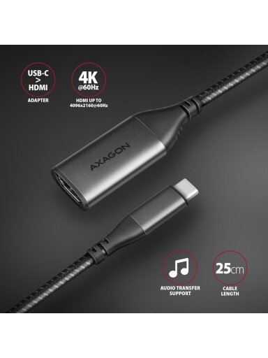 AXAGON | Active converter | USB-C to HDMI | 0.25 m AXAGON | Active converter | USB-C to HDMI | 0.25 m