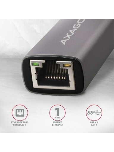 AXAGON ADE-TRC Compact aluminum USB-C 3.2 Gen 1 Gigabit Ethernet 10/100/1000Mbit adapter with automatic installation