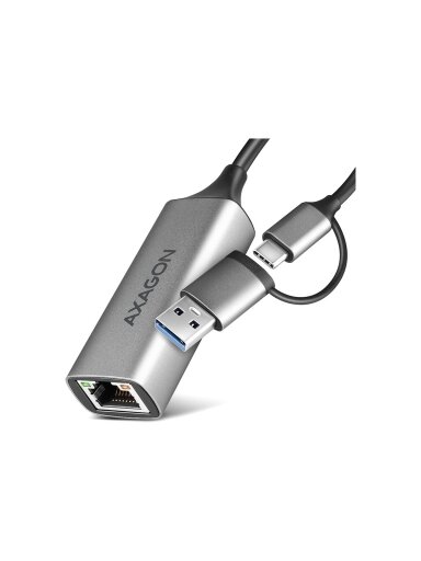 AXAGON ADE-TXCA Compact aluminum USB 3.2 Gen 1 Gigabit Ethernet 10/100/1000Mbit adapter with automatic installation, Nintendo Switch support and USB C-A reduction