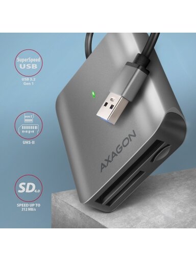 AXAGON Aluminum high-speed USB-A 3.2 Gen 1 memory card reader, 3 slots | CRE-S3