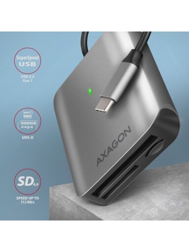 AXAGON Aluminum high-speed USB-C 3.2 Gen 1 memory card reader, 3 slots | CRE-S3C AXAGON Aluminum high-speed USB-C 3.2 Gen 1 memory card reader, 3 slots | CRE-S3C