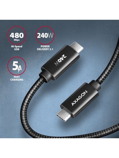 AXAGON | Data and charging USB 480Mbps cable, 2 m | BUCM2-CM20AB | USB-C to USB-C