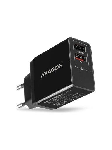 AXAGON Dual wallcharger 240V/2x USB port QC3.0/AFC/FCP and 5V-1.2A, 24W | ACU-QS24 AXAGON Dual wallcharger 240V/2x USB port QC3.0/AFC/FCP and 5V-1.2A, 24W | ACU-QS24