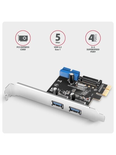 AXAGON PCI-Express card with a pair of internal and a pair of external USB 5Gbps ports | PCEU-232RS AXAGON PCI-Express card with a pair of internal and a pair of external USB 5Gbps ports | PCEU-232RS