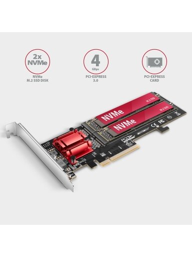 AXAGON PCIe 2x NVMe M.2 Controller | PCEM2-ND AXAGON PCIe 2x NVMe M.2 Controller | PCEM2-ND