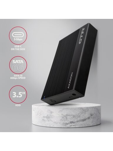 AXAGON Ribbed aluminum USB 3.2 Gen 1 - SATA 6G external box for 3.5" HDD | EE35-GTR