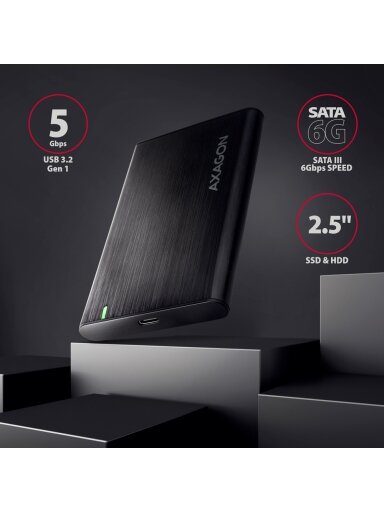 AXAGON Screwless aluminum USB 3.2 Gen 1 - SATA 6G external box for 2.5" SSD/HDD | EE25-A6C AXAGON Screwless aluminum USB 3.2 Gen 1 - SATA 6G external box for 2.5" SSD/HDD | EE25-A6C