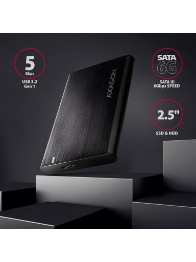 AXAGON Screwless aluminum USB 3.2 Gen 1 - SATA 6G external box for 2.5" SSD/HDD | EE25-A6M AXAGON Screwless aluminum USB 3.2 Gen 1 - SATA 6G external box for 2.5" SSD/HDD | EE25-A6M