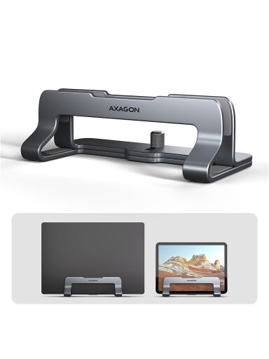 AXAGON STND-VG vertical stand for laptops and tablets | Adjustable width | 10-17.3 " | Grey