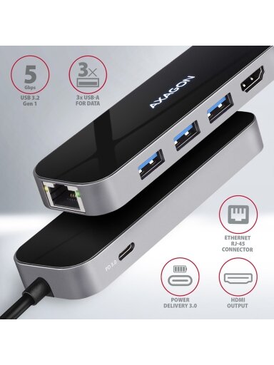 AXAGON SuperSpeed USB-C COMBO 6in1 Hub | HMC-6GL AXAGON SuperSpeed USB-C COMBO 6in1 Hub | HMC-6GL