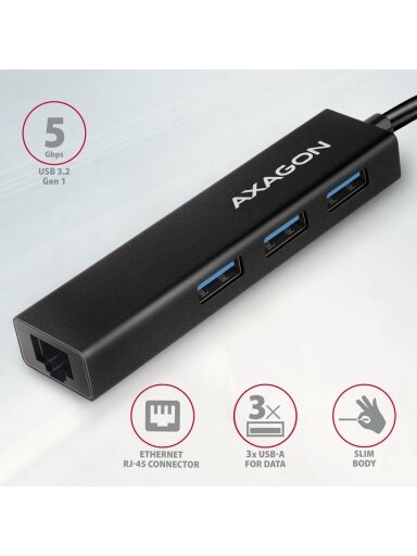 AXAGON SuperSpeed USB-C hub with gigabit LAN | HMC-GL3A