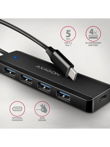 AXAGON Travel four-port USB-C 5Gbps hub | HUE-C1C AXAGON Travel four-port USB-C 5Gbps hub | HUE-C1C