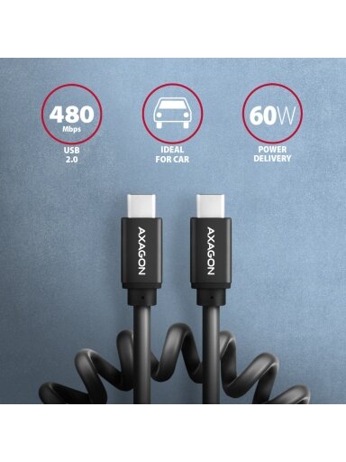 AXAGON | Twister Cable, 0.6 m | BUCM-CM10TB | USB Type C to USB Type C AXAGON | Twister Cable, 0.6 m | BUCM-CM10TB | USB Type C to USB Type C